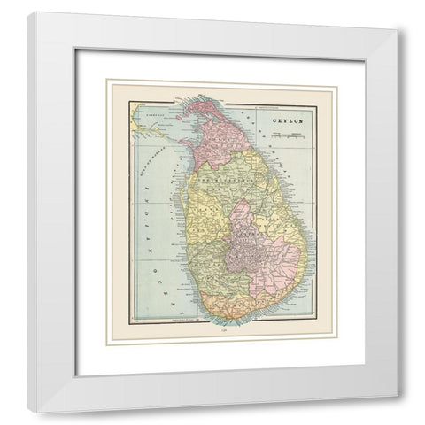 Asia Sri Lanka - Cram 1892 White Modern Wood Framed Art Print with Double Matting by Cram