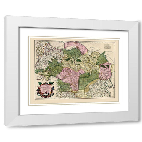 Asia China Russia - De Lisle 1706 White Modern Wood Framed Art Print with Double Matting by De L''isle