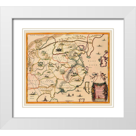 Travel Route China - Nieuhoff 1655 White Modern Wood Framed Art Print with Double Matting by Nieuhoff
