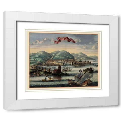 Chios Panoramic Greece - Jansson 1657 White Modern Wood Framed Art Print with Double Matting by Jansson