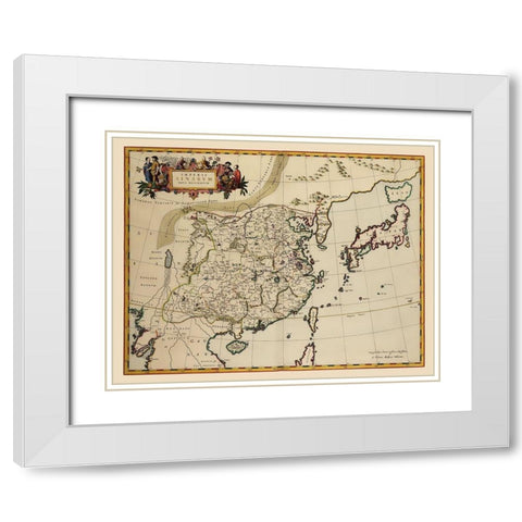 Asia China Korea Japan - Blaeu 1655 White Modern Wood Framed Art Print with Double Matting by Blaeu