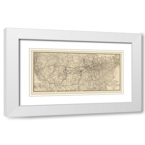 Chicago, Rock Island and Pacific Railroad 1879 White Modern Wood Framed Art Print with Double Matting by Heubach