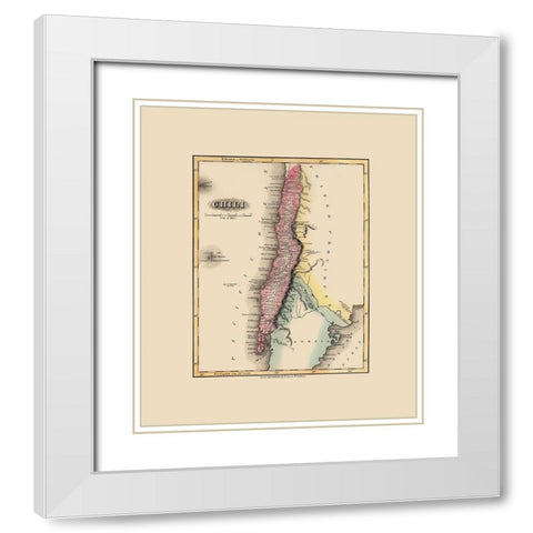 South America Chile - Lucas 1823 White Modern Wood Framed Art Print with Double Matting by Lucas