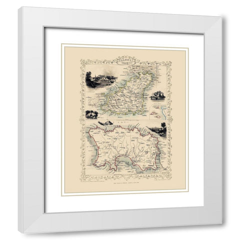 Channel Islands Great Britain - Tallis 1851 White Modern Wood Framed Art Print with Double Matting by Tallis