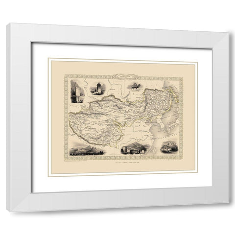 Asia China Tibet Mongolia - Tallis 1851 White Modern Wood Framed Art Print with Double Matting by Tallis