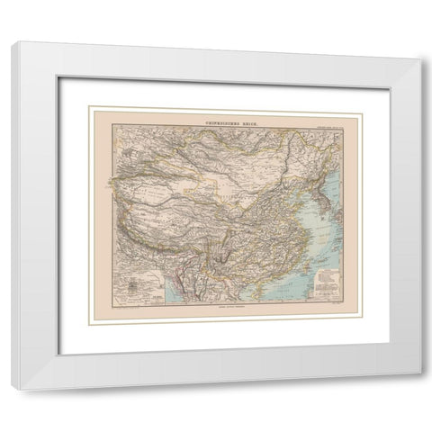 China - Stieler 1885 White Modern Wood Framed Art Print with Double Matting by Stieler