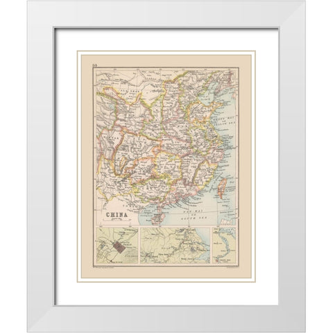 China - Bartholomew 1892 White Modern Wood Framed Art Print with Double Matting by Bartholomew