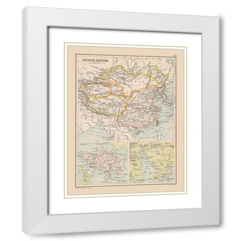 Asia Chinese Empire China - Bartholomew 1892 White Modern Wood Framed Art Print with Double Matting by Bartholomew