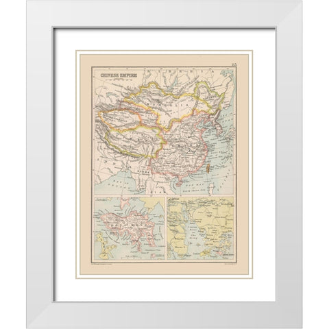 Asia Chinese Empire China - Bartholomew 1892 White Modern Wood Framed Art Print with Double Matting by Bartholomew