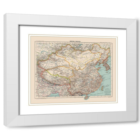 Asia Chinese Empire China - Schrader 1908 White Modern Wood Framed Art Print with Double Matting by Schrader