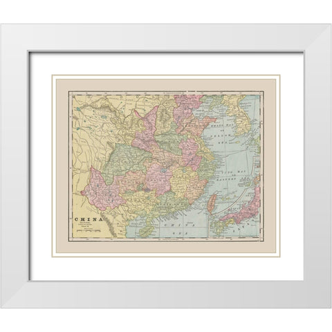 China - Cram 1892 White Modern Wood Framed Art Print with Double Matting by Cram