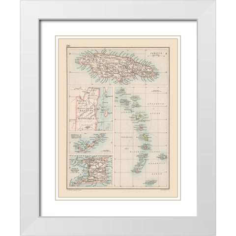 Caribbean Islands - Bartholomew 1892 White Modern Wood Framed Art Print with Double Matting by Bartholomew