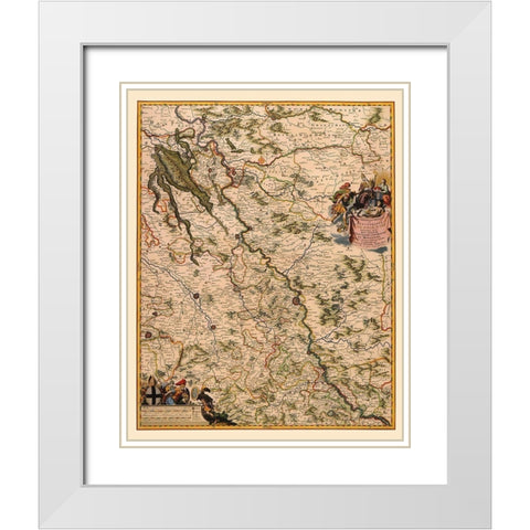 Germany - Visscher 1681 White Modern Wood Framed Art Print with Double Matting by Visscher