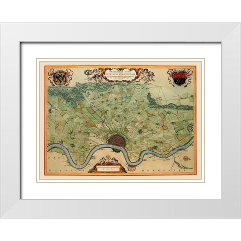 Cologne Area Germany - Visscher 1681 White Modern Wood Framed Art Print with Double Matting by Visscher