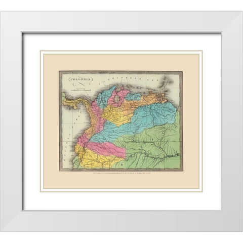 South America Colombia - Stone 1835 White Modern Wood Framed Art Print with Double Matting by Stone