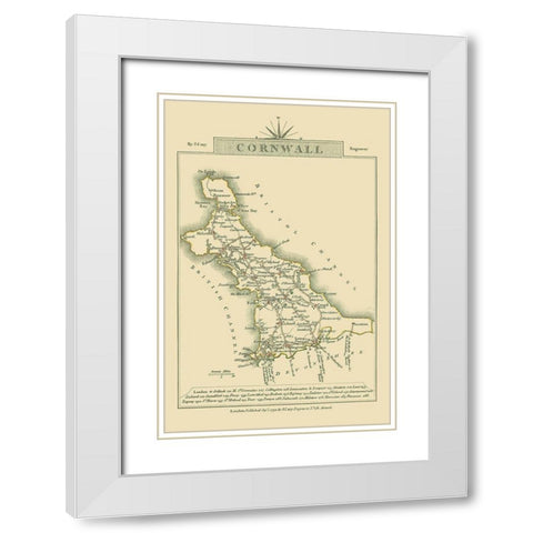 Cornwall County England - Cary 1792 White Modern Wood Framed Art Print with Double Matting by Cary