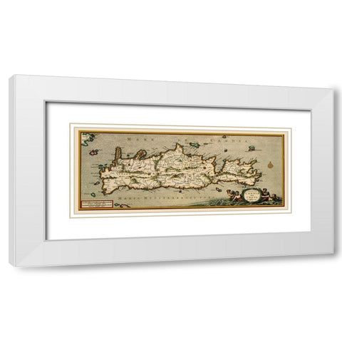 Crete Greece - Visscher 1680 White Modern Wood Framed Art Print with Double Matting by Visscher