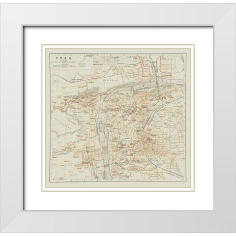 Prague Czech Republic Europe - Baedeker 1910 White Modern Wood Framed Art Print with Double Matting by Baedeker