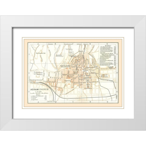 Zagreb Croatia Europe - Baedeker 1896 White Modern Wood Framed Art Print with Double Matting by Baedeker