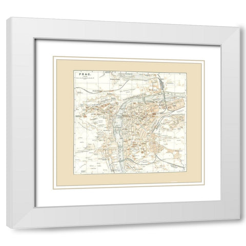 Prague Czech Republic Europe - Baedeker 1896 White Modern Wood Framed Art Print with Double Matting by Baedeker