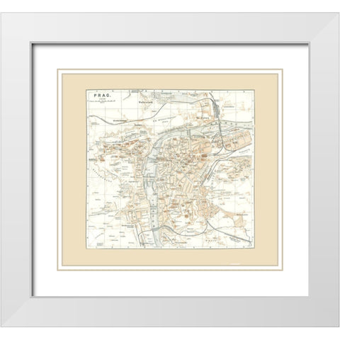 Prague Czech Republic Europe - Baedeker 1896 White Modern Wood Framed Art Print with Double Matting by Baedeker