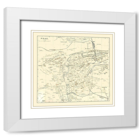 Prague Czech Republic Europe - Baedeker 1896 White Modern Wood Framed Art Print with Double Matting by Baedeker