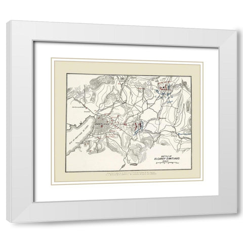 El Carney-Santiago Battle Map 2 of 3 1907 White Modern Wood Framed Art Print with Double Matting by McClurg