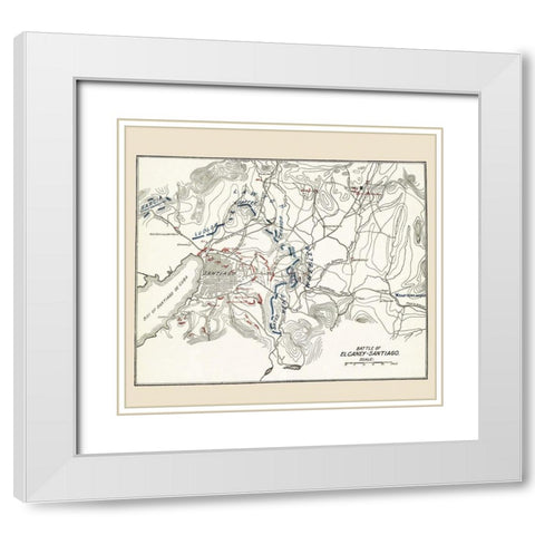 El Carney-Santiago Battle Map 3 of 3 1907 White Modern Wood Framed Art Print with Double Matting by McClurg