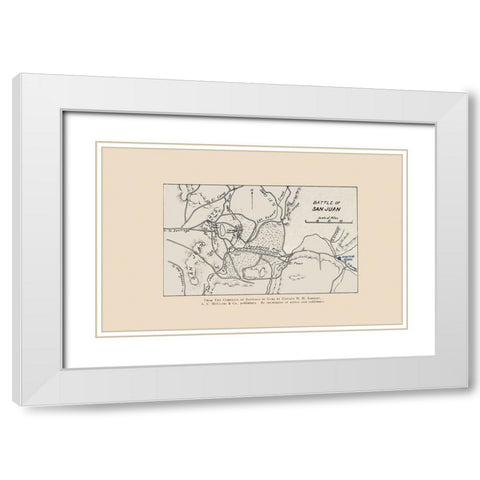 San Juan Battle Map 2 of 2 1907 White Modern Wood Framed Art Print with Double Matting by McClurg