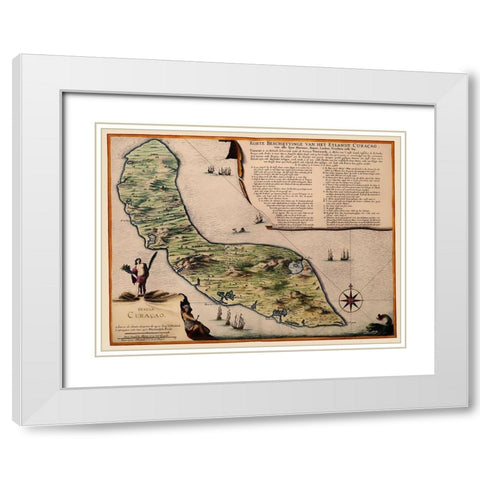 Caribbean Curacao - 1690 White Modern Wood Framed Art Print with Double Matting by Unknown