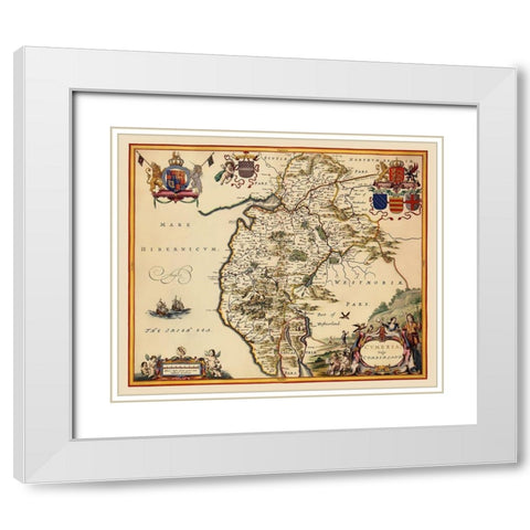 Cumbria Cumberland County England - Blaeu 1645 White Modern Wood Framed Art Print with Double Matting by Blaeu