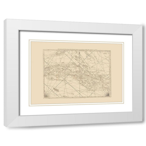 Surrounding Nautical Chart Caribbean Cuba White Modern Wood Framed Art Print with Double Matting by Jefferys