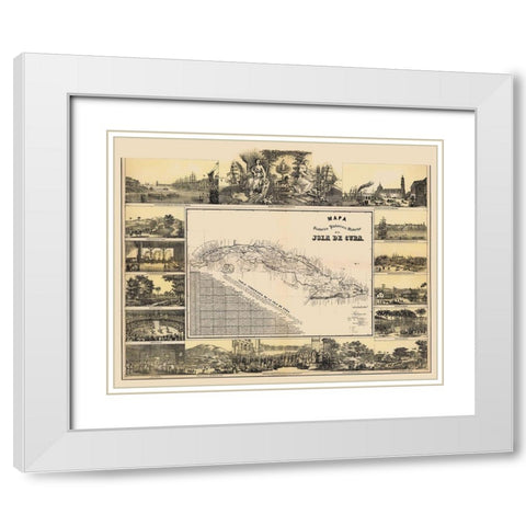 Caribbean Cuba - May 1853 White Modern Wood Framed Art Print with Double Matting by May