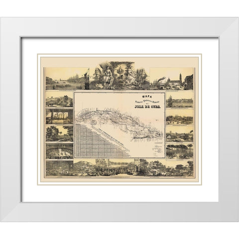 Caribbean Cuba - May 1853 White Modern Wood Framed Art Print with Double Matting by May