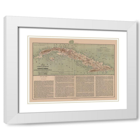 Central America Cuba Spanish Oversees Possession White Modern Wood Framed Art Print with Double Matting by Valverde