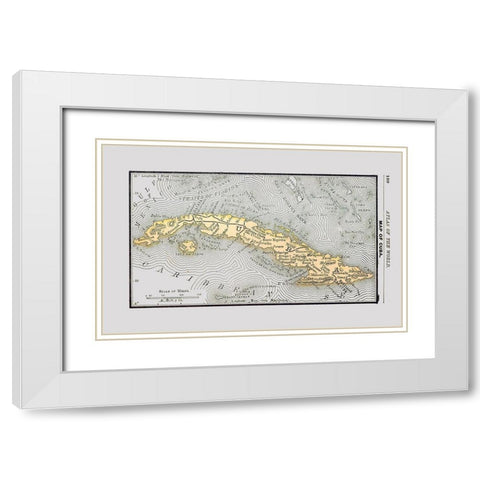 Central America Cuba Caribbean Sea - Alden 1886 White Modern Wood Framed Art Print with Double Matting by Alden