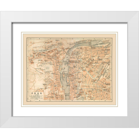 Prague Czech Republic Europe - Baedeker 1910 White Modern Wood Framed Art Print with Double Matting by Baedeker