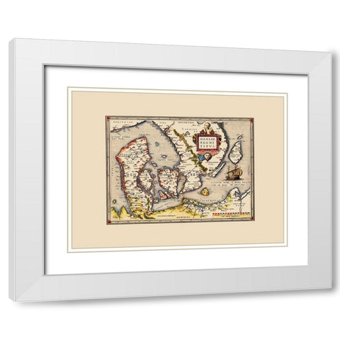 Scandinavia Denmark - Ortelius 1570 White Modern Wood Framed Art Print with Double Matting by Ortelius
