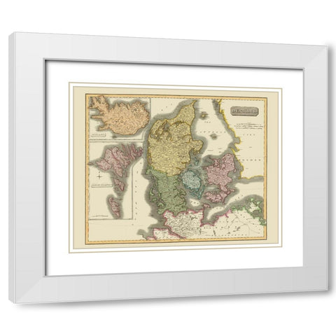 Scandinavia Denmark - Thomson 1817 White Modern Wood Framed Art Print with Double Matting by Thomson