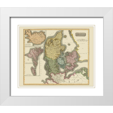 Scandinavia Denmark - Thomson 1817 White Modern Wood Framed Art Print with Double Matting by Thomson