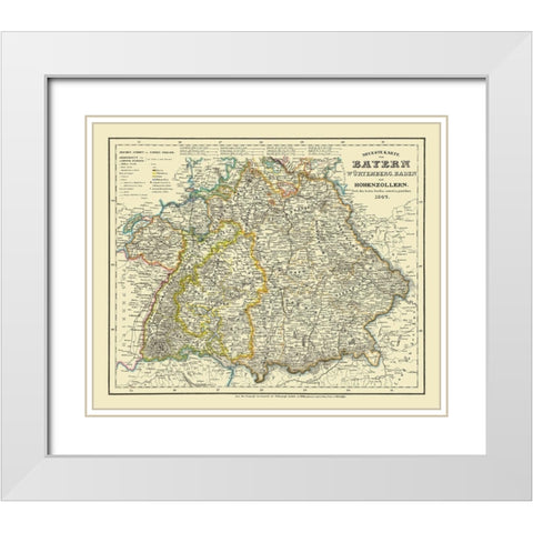 Bavaria Province Germany - 1841 White Modern Wood Framed Art Print with Double Matting by Unknown
