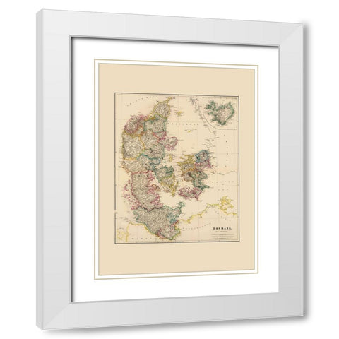 Scandinavia Denmark - Arrowsmith 1844 White Modern Wood Framed Art Print with Double Matting by Arrowsmith