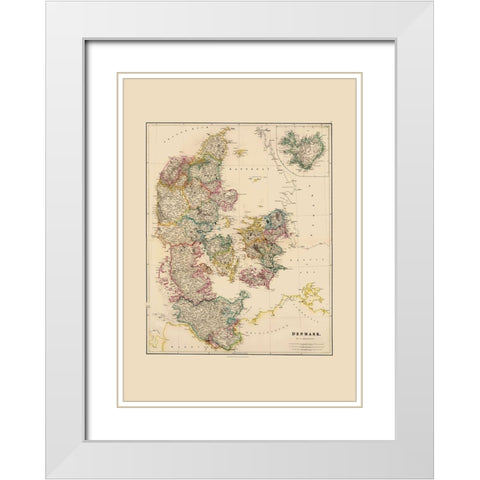 Scandinavia Denmark - Arrowsmith 1844 White Modern Wood Framed Art Print with Double Matting by Arrowsmith