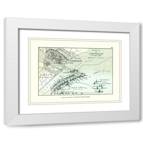 Battle of Copenhagen 1801 Denmark - Gardiner 1902 White Modern Wood Framed Art Print with Double Matting by Gardiner