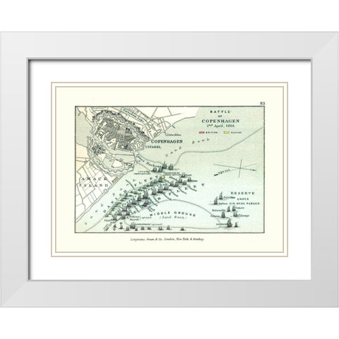 Battle of Copenhagen 1801 Denmark - Gardiner 1902 White Modern Wood Framed Art Print with Double Matting by Gardiner