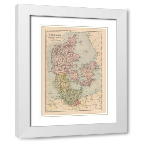 Denmark - Black 1867 White Modern Wood Framed Art Print with Double Matting by Black