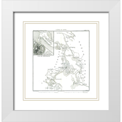 Copenhagen Denmark - Thiers 1866 White Modern Wood Framed Art Print with Double Matting by Thiers