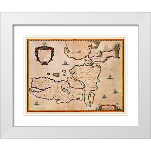 Scandinavia Denmark - Blaeu 1662 White Modern Wood Framed Art Print with Double Matting by Blaeu