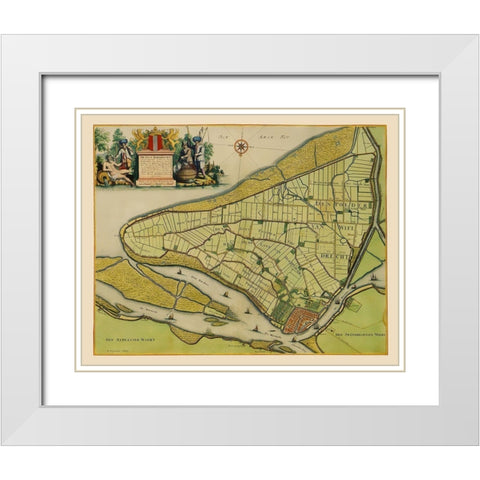 Dordrecht Netherlands - Van Nispen 1673 White Modern Wood Framed Art Print with Double Matting by Van Nispen