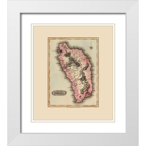 Caribbean Dominica - Lucas 1823 White Modern Wood Framed Art Print with Double Matting by Lucas